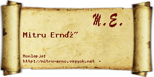 Mitru Ernő névjegykártya